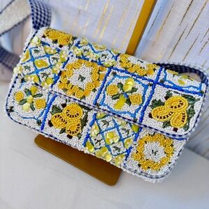 Floral Shoulder Bag with Gingham Strap | Spring Summer Statement Purse